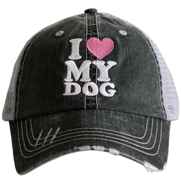"I 💗 My Dog" Embroidered & Distressed Trucker Cap - Picture 4 of 7